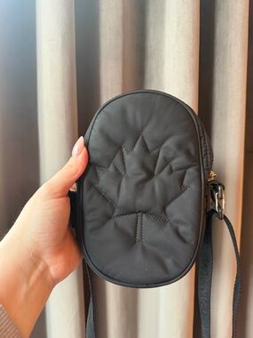 Lululemon Team Canada Olympic Mini Crossbody Bag Black Maple Leaf Quilted